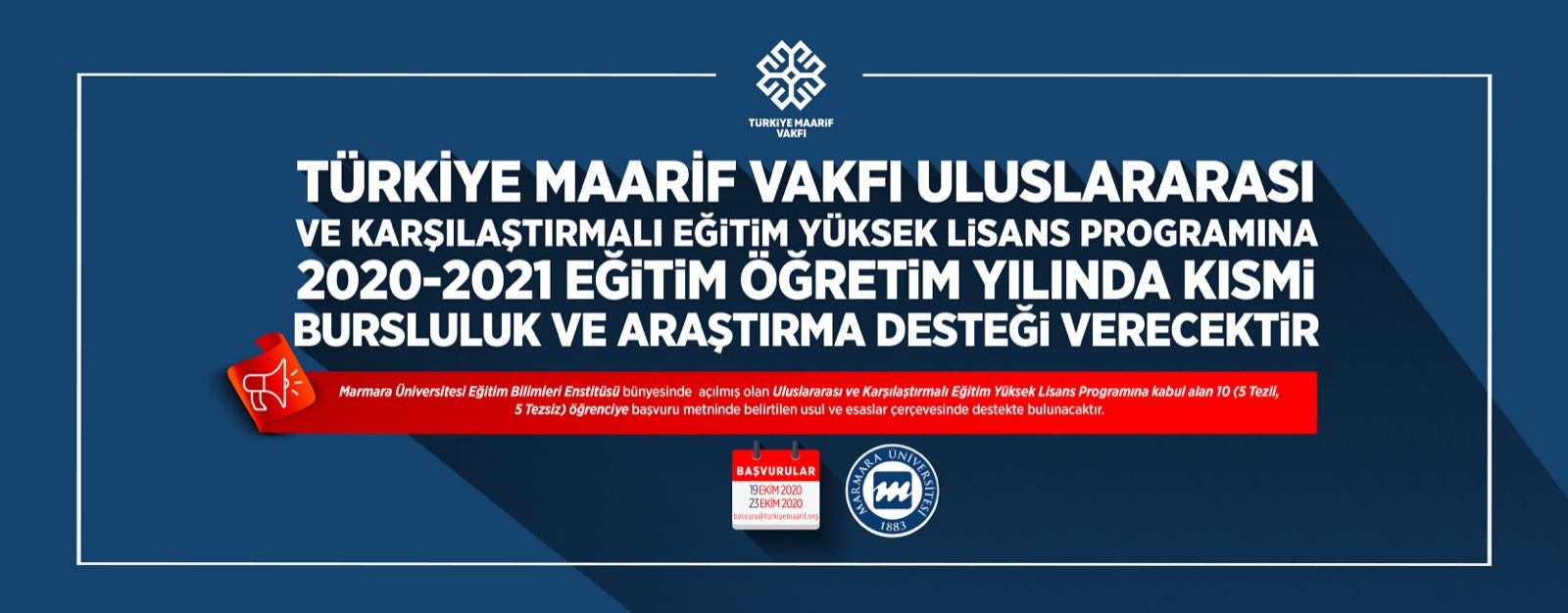 2020-2021 Eğitim Dönemi Kısmi Bursluluk ve Araştırma Destek Programı